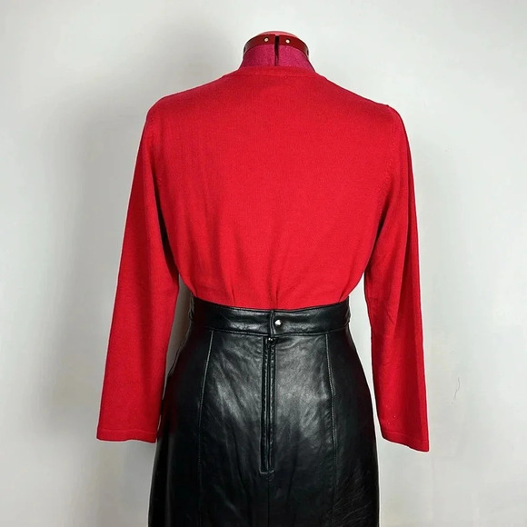 Carole Reed petite red long sleeve V-neck sweater multi-size adhesive sparkles - Picture 5 of 6